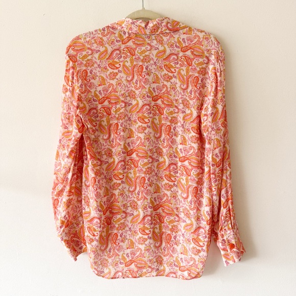 Zara Paisley Print Button-Up Orange Blouse Size Small - Picture 5 of 7